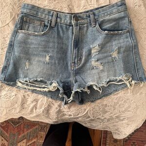 Casual Blue Distressed Jean Shorts